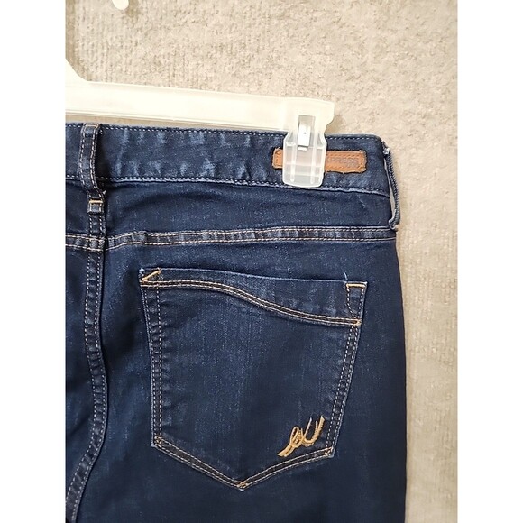 Express Stella Barely Boot Cut Jeans Womens 10 Blue Dark Wash Stretch Low Rise - Picture 5 of 9